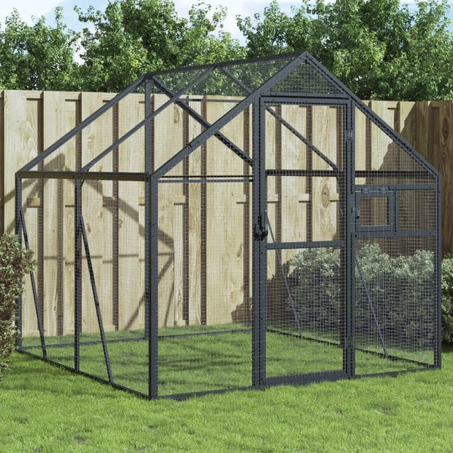 Vidaxl Voliere aus Aluminium in Anthrazit, B/T/H: 179 x 179 x 185 cm - Bild 1