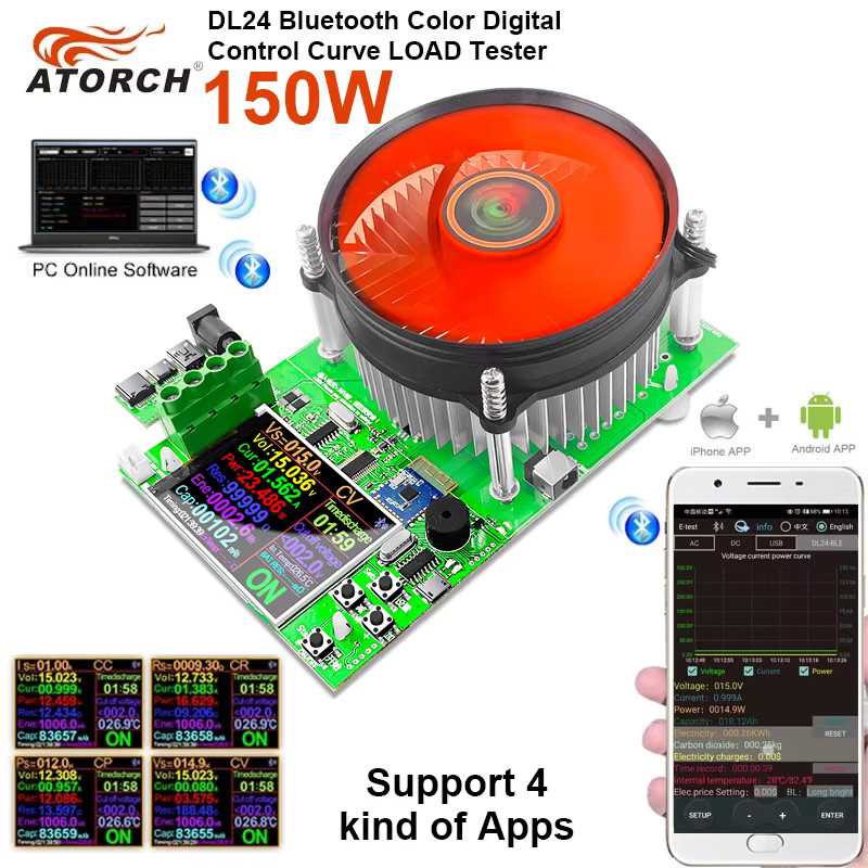 ATORCH DL24/P Elektronischer USB-C DC Tester zur Kapazitätsmessung von Lithium-Batterien mit App-Steuerung, Mehrfarbig - Bild 3
