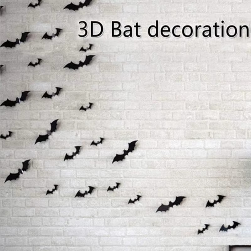 DXLYMYU 3D Fledermaus-Wandaufkleber aus schwarzem PVC für deine Halloween-Dekoration - Bild 4