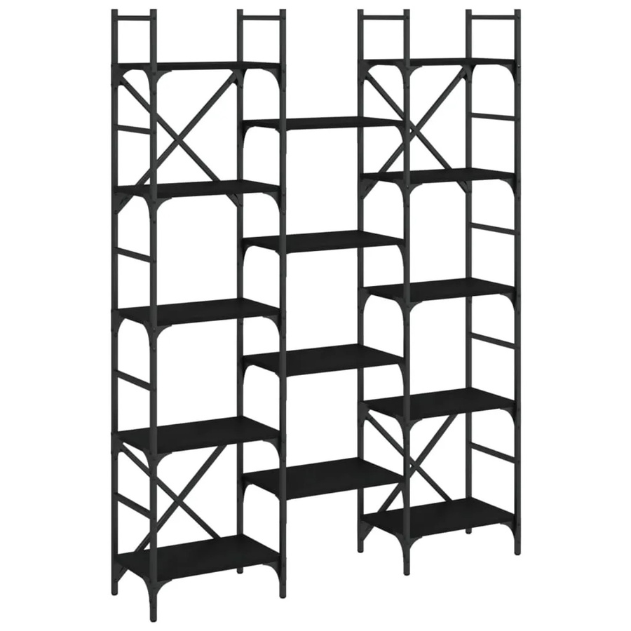 vidaXL Bücherregal Schwarz aus Metall und MDF, B/T/H: 127,5 x 28,5 x 172,5 cm - Bild 2