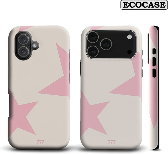 Potdemiel Handyhülle mit Pastellrosa Sternen und 777 Design für iPhone 17 16 15 14 13 12 Pro Max Plus mit doppelschichtiger Rückseite in Pink - Bild 1