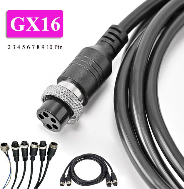 DIVEDEER GX16 Luftfahrtstecker Verlängerungskabel mit Stecker und Buchse in Schwarz - Bild 1