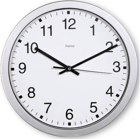 Hama Wanduhr Mallorca Analog Quarz Silber Weiß Ø 30 cm - Bild 1