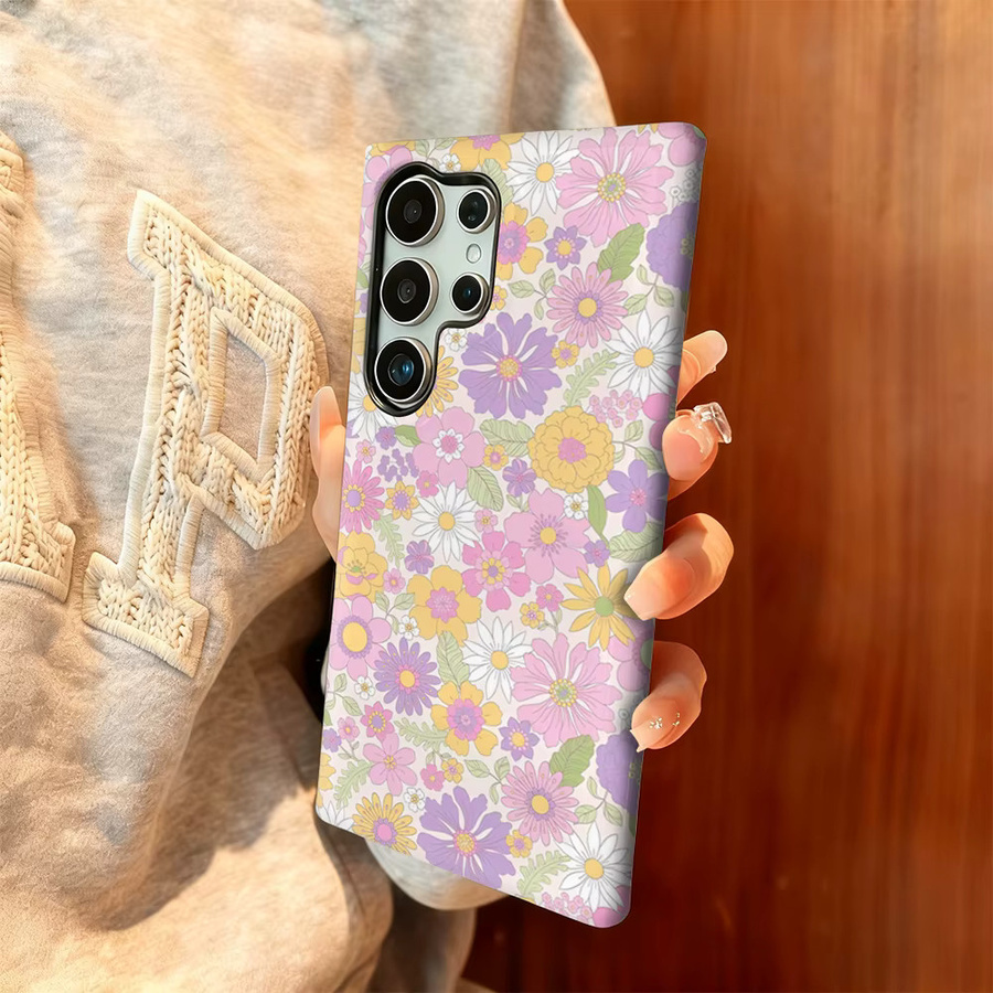 Stoßfeste Samsung Galaxy Handyhülle mit weichem Blumenpastell-Design in Multicolour für Galaxy S25 Ultra, S24 und S23 Ultra Plus mit doppellagiger Rückseite - Bild 2