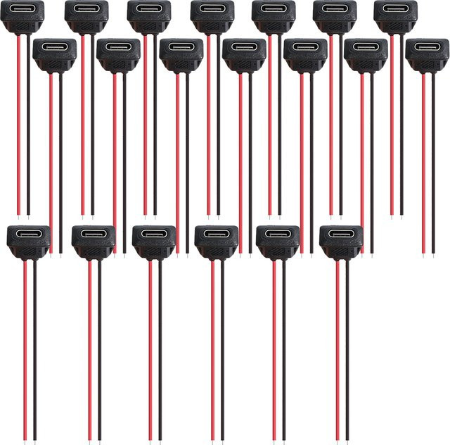 AOKIN USB-C Buchse Chassis, 2-polig, wasserdichter weiblicher Ladeanschluss mit Kartenschnalle, Schwarz - Bild 1