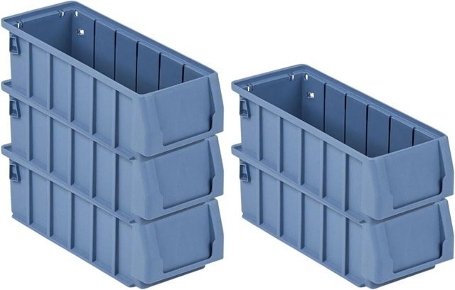 PROREGAL SparSet 5 x Regalkasten 300 SN Sichtlagerkasten mit Etikett und Schutzhaube, Blau, H: 9 cm, B: 11,7 cm, T: 30 cm - Bild 1