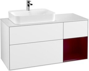 V&B Finion Waschtischunterschrank mit LED-Wandbeleuchtung und Regalfach in Weiß, Breite: 120 cm - Bild 1