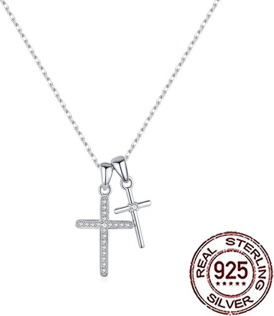 CWWZircons Halskette mit Anhänger, 925 Silber, Zirkonia, Damen - Bild 1