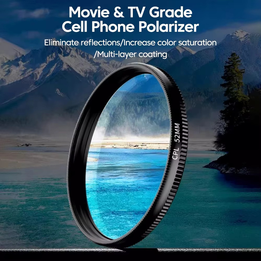 TUNEDEE Universeller 52-mm-CPL-Kameraobjektivfilter mit Clip als Polarisator und Antireflexionsfilter in Schwarz für iPhone und Samsung - Bild 6
