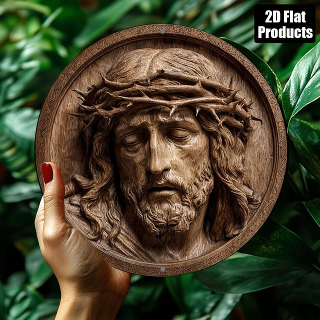 Religiöses Jesus Metallschild von CIFBUY, rund, Farbe: Braun, Durchmesser: 20,3 cm - Bild 1