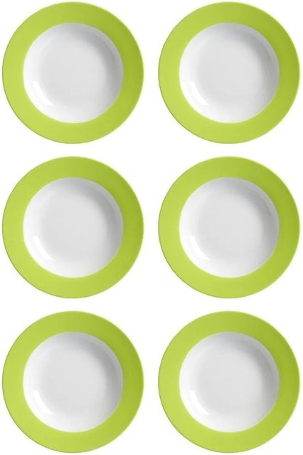 Ritzenhoff & Breker DOPPIO Suppenteller aus Porzellan, Grün, 6er Set, Durchmesser: 22 cm - Bild 1