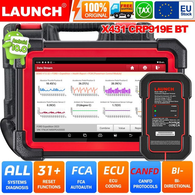 LAUNCH X431 CRP919E BT OBD2 Auto Diagnosegerät mit Zwei-Wege-Diagnose, Codierung und Vollsystem-Unterstützung in Schwarz - Bild 1