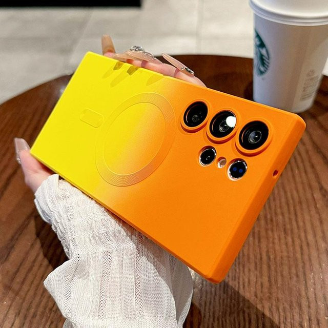 Aibairuixin Magnetische Silikonhülle mit Farbverlauf für Samsung Galaxy S25 Plus S24 FE S23 Ultra S22 S21 Plus Note 20, Stoßfest und MagSafe-kompatibel, Multicolour - Bild 1
