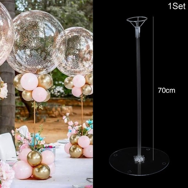 Ballonständer Halter Säule aus Kunststoff in Transparent für Hochzeit, Geburtstagsfeier und Babyparty, Höhe: 70 cm - Bild 1