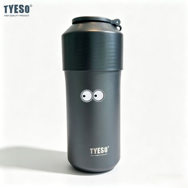Tyeso Isolierter Tumbler Kaltgetränkeflasche mit Augenaufkleber, Grün, 1000 ml - Bild 1