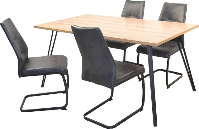 5-teilige Tischgruppe Cora von Möbel direkt online in Schwarz mit rechteckigem Tisch und Stühlen - Bild 1