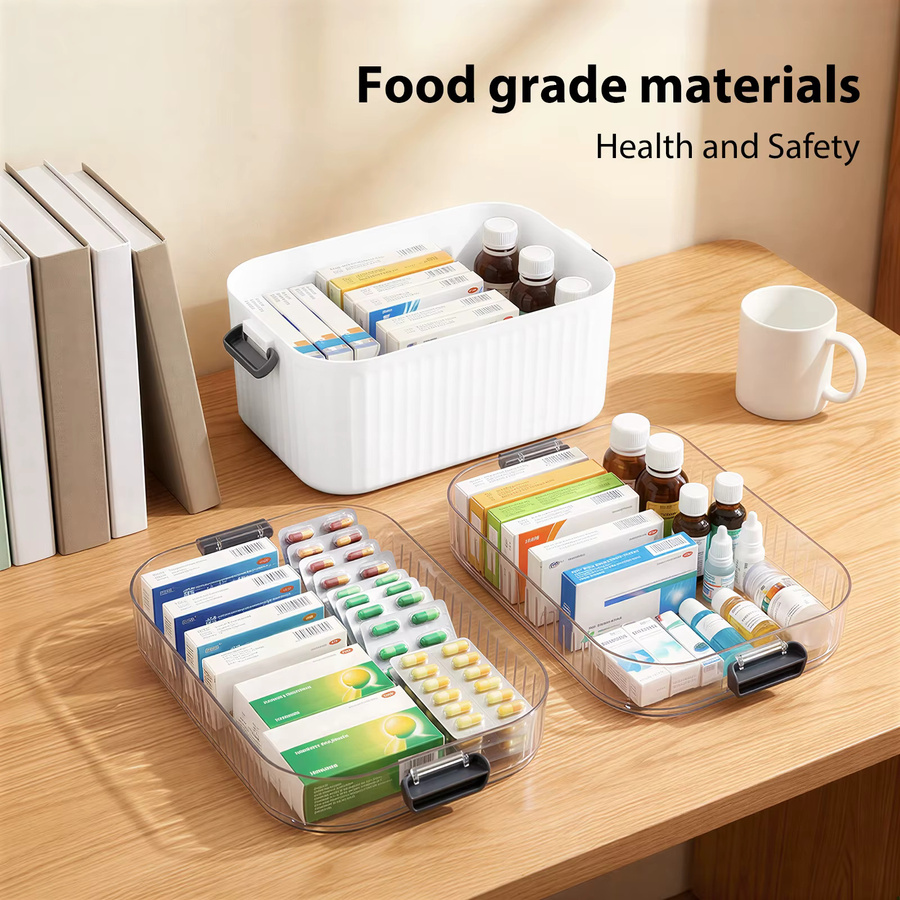 Medizin-Aufbewahrungsbox mit 3 Schichten und Tragegriff aus Kunststoff, Farbe: Weiß, B/T/H: 34,0 x 25,0 x 17,0 cm - Bild 5