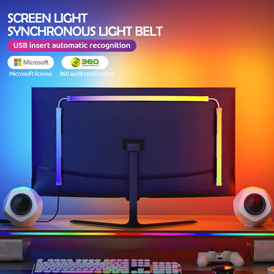 RGB LED Lichtstreifen mit Color Pickup Funktion für Gaming und Monitor Hintergrundbeleuchtung, USB-Anschluss, Multicolour - Bild 2