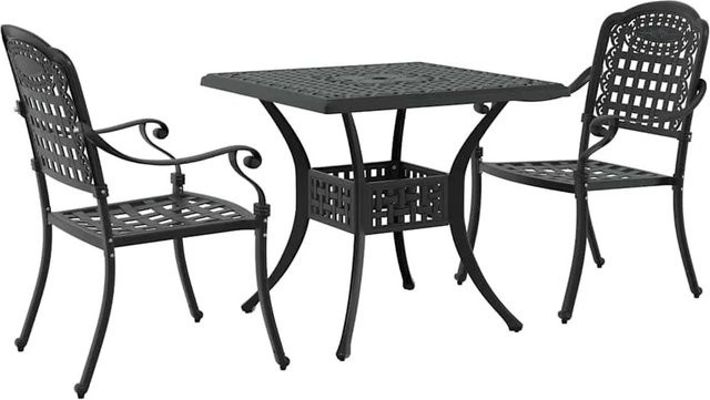 vidaXL Gartentisch Set aus Gussaluminium in Schwarz, 3-teilig - Bild 1
