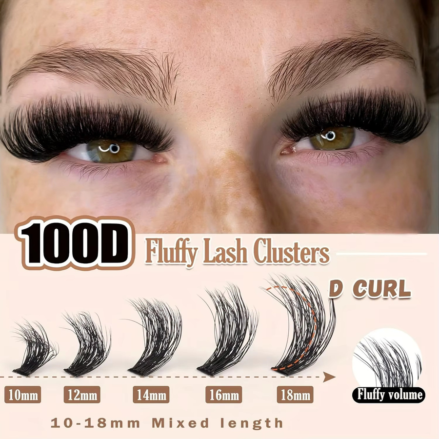 SassyLash Wimpernverlängerung Cluster, 10-18mm Mix, Black, Unisex - Bild 5