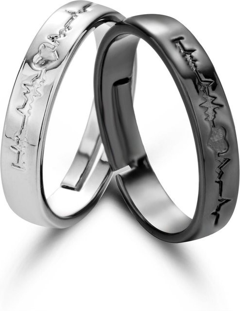 Paarringe Herzdesign, Zinklegierung, Silber, Unisex - Bild 1