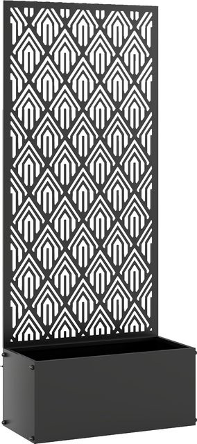 Outsunny Pflanzkasten mit Rankgitter und Sichtschutz aus Metall in Schwarz, Hochbeet für Kletterpflanzen, Gemüse und Blumen, B/T/H: 45 x 21,5 x 110 cm - Bild 1