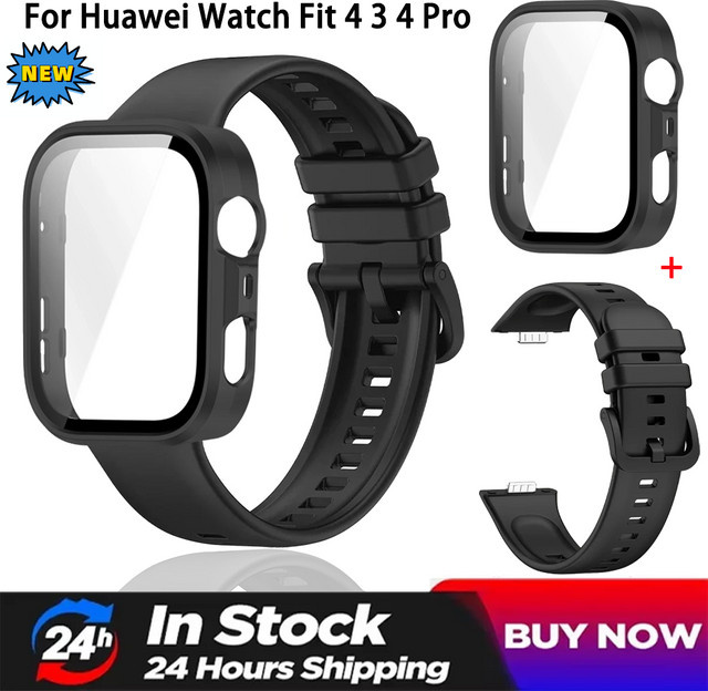 Huawei Uhrenarmband Silikon, Schwarz, Huawei Watch Fit 4, Huawei Watch Fit 4 Pro - Bild 1
