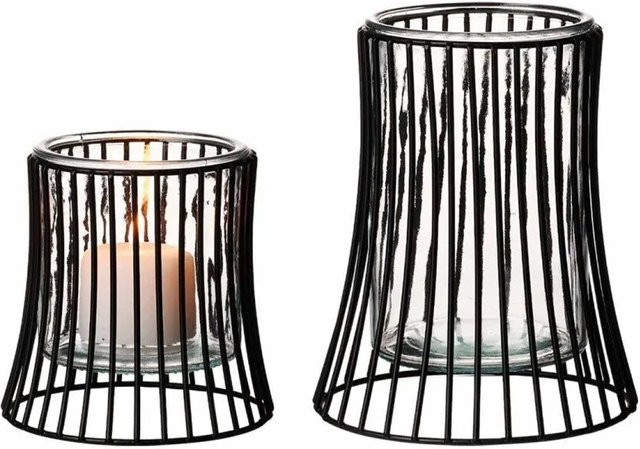Ritzenhoff & Breker Nero Windlichter-Set 2-teilig rund in Schwarz und Transparent aus Glas und Metall - Bild 1
