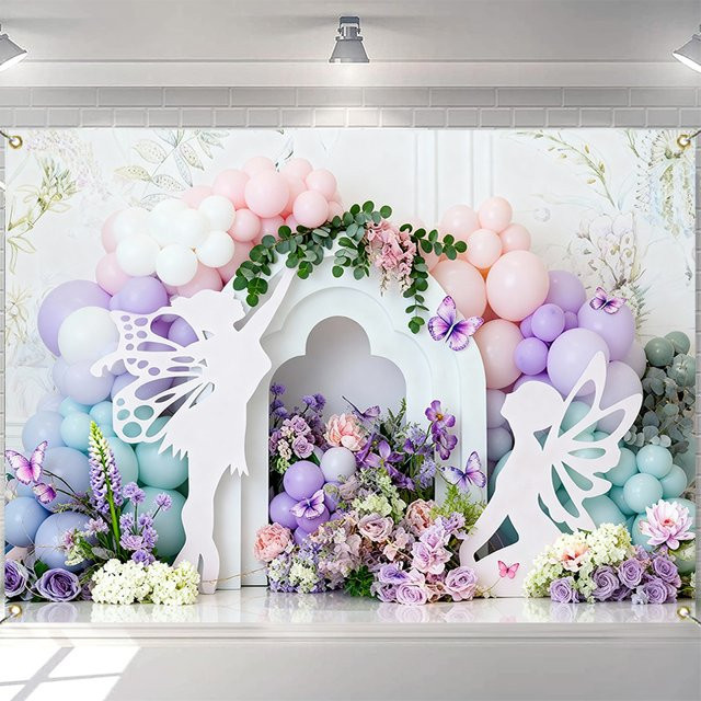Fotografie-Hintergrund für Kindergeburtstage und Cake Smash mit floralem Design in Mehrfarbig von LS - Bild 1