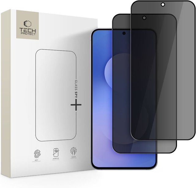 Privacy Tech-Protect Spy+ Displayschutzfolie aus gehärtetem Glas für Samsung Galaxy A57 5G, A37 5G und S25 FE, Full Glue, 2er Set, transparent - Bild 1