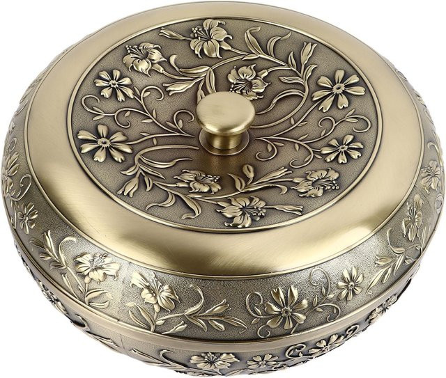 Aimo Trockenfrüchtebox Vintage aus Metall mit Deckel und Fächern in Schwarz und Gold - Bild 1