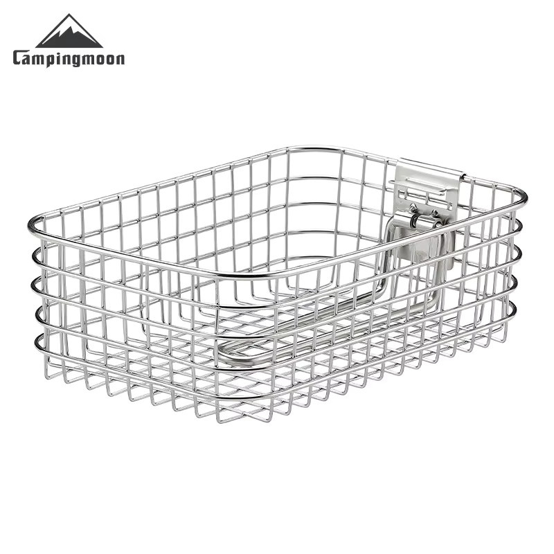 CAMPINGMOON Outdoor-Camping Set aus Edelstahl in Silber, faltbarer Frittierkorb und Picknick-Lunchbox mit Abtropfkorb - Bild 3