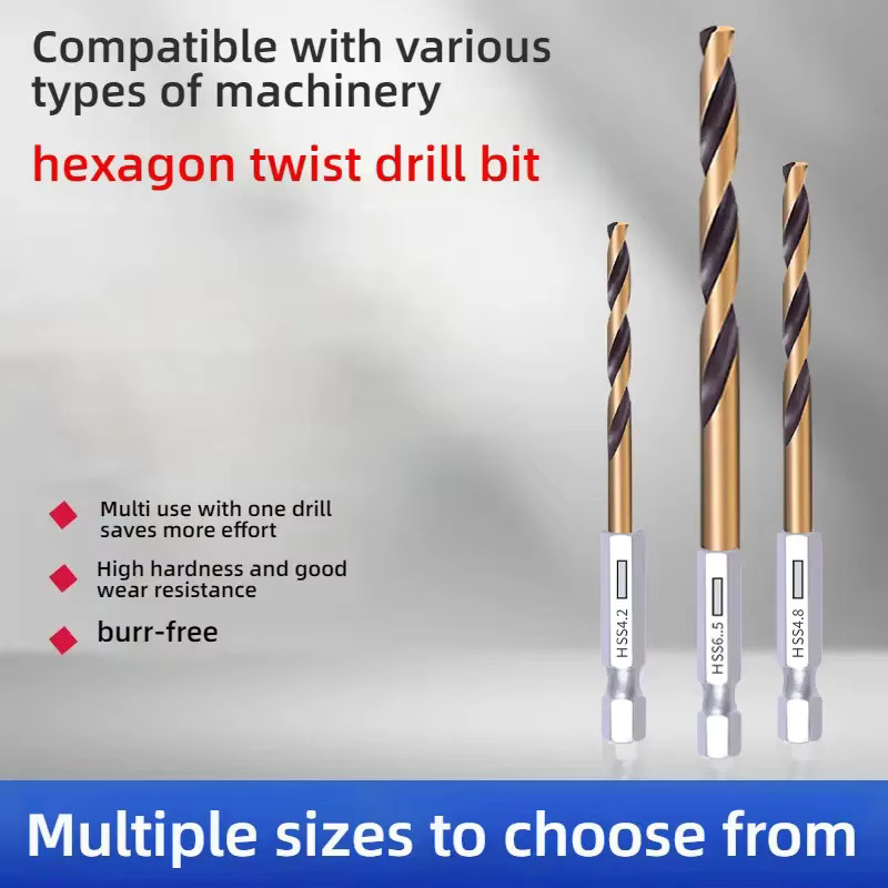 WOZOBUY HSS-Kobalt Spiralbohrer Set mit Sechskant-Schaft für Holz und Metall, Gold - Bild 2