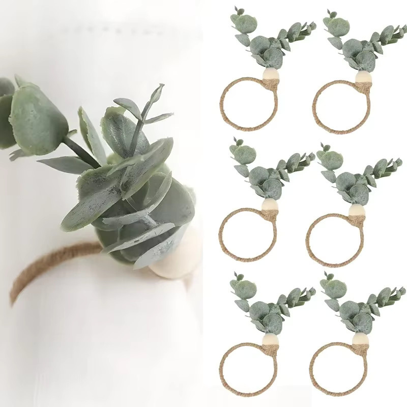 Serviettenhalter in Grün mit Eukalyptus-Design für Tischdekoration und Bankette - Bild 3