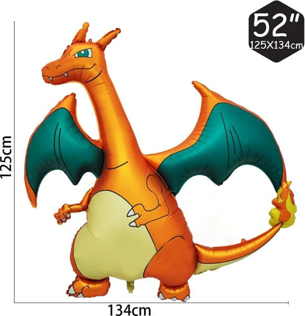 Pokemon Aluminiumfolienballons Charizard und Pikachu in Orange für deine Kindergeburtstagsfeier - Bild 1