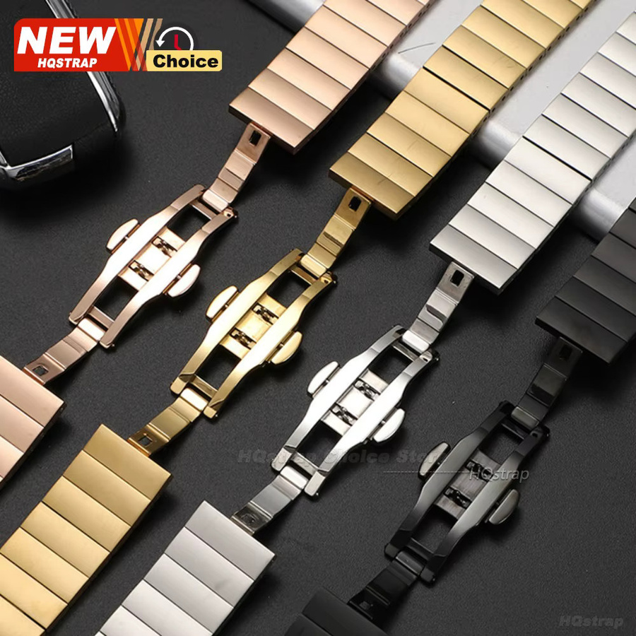 HQstrap Uhrenarmband Edelstahl, Gold, Schmetterlings-Schnalle - Bild 2