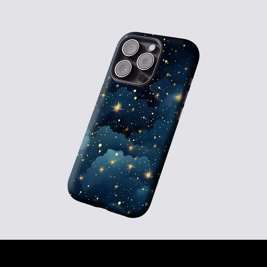 Potdemiel Magnetische Handyhülle mit Goldenen Sternenwolken für iPhone 13 bis iPhone 17 Pro Max Plus in Gold und Multicolour - Bild 2