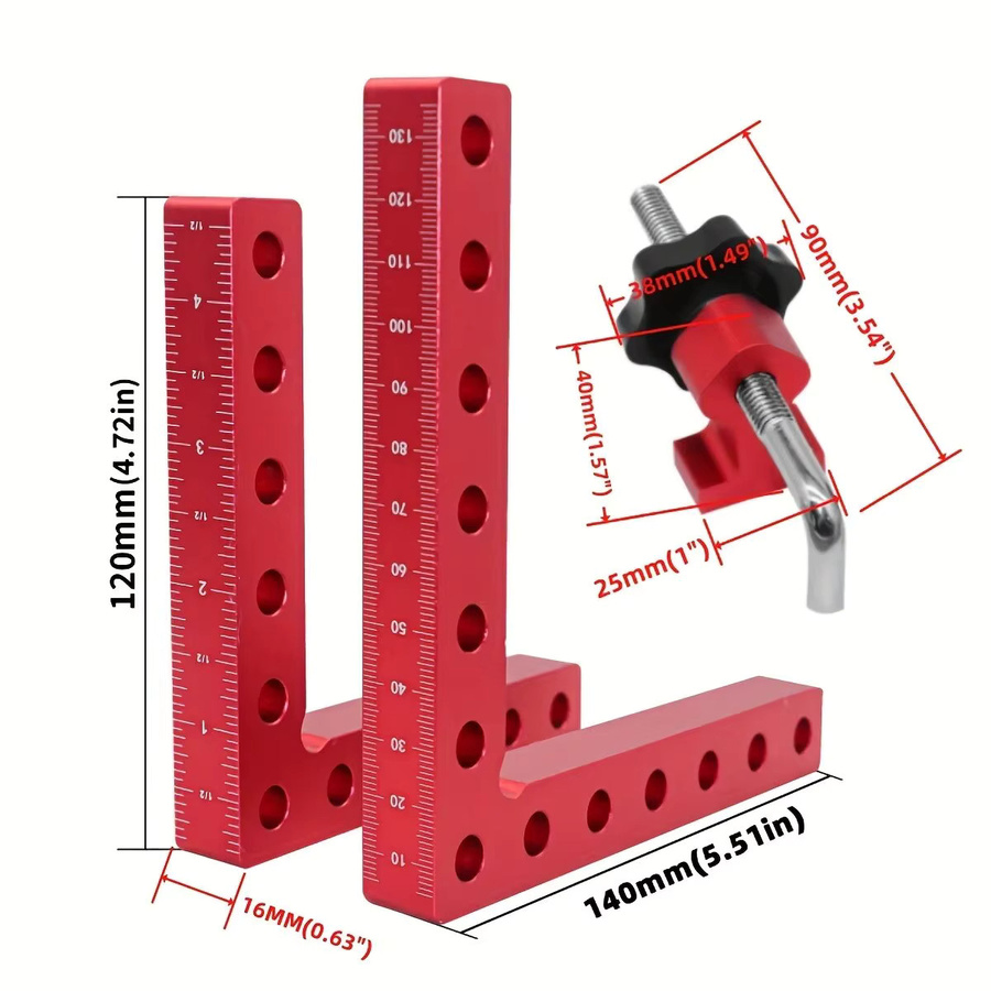 GDART 90-Grad-Positionierungsquadrat aus Aluminiumlegierung in Rot für die Holzbearbeitung - Bild 3