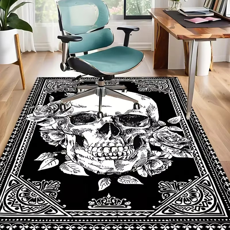 VIKAMA 3D-Retro-Mandala-Teppich in Schwarz für Wohnzimmer, Schlafzimmer und Garten, Rechteckig, B/T/H: 60 x 60 x 1 cm - Bild 2