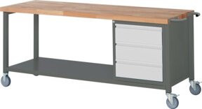 STIER Fahrbare Premium Werkbank mit 3 Schubladen, B/T/H: 200 x 70 x 88 cm - Bild 1