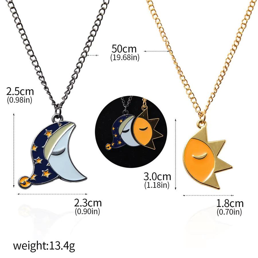 YUMEI Halskette Sonne und Mond, Bicolor, Unisex - Bild 3