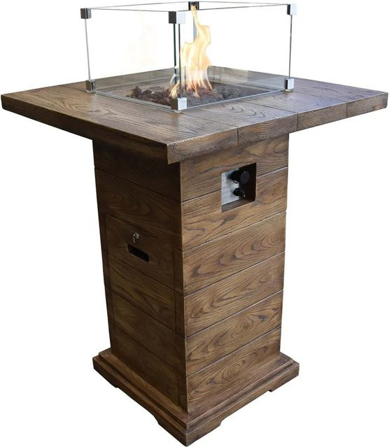 Elementi Gasfeuerstelle Rova Bar in Holz-Optik aus Faserbeton, Farbe: Braun, B/T/H: 106 x 87 x 87 cm - Bild 4
