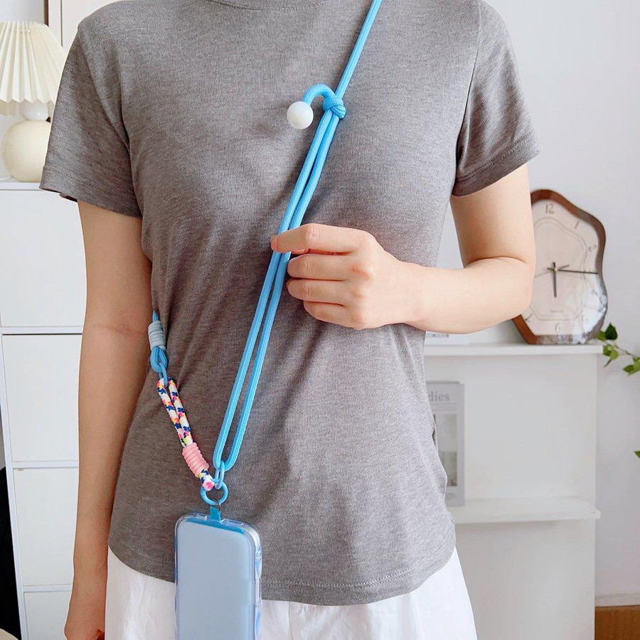 Just Texture Handy-Lanyard Universal Crossbody Schulterband mit Kartenhalter und Anti-Verlust Handschlaufe aus Polyester/Nylon in Gelb und Blau - Bild 3