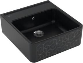 Villeroy & Boch Spülstein-Einzelbecken aus Keramik mit Ablaufgarnitur in Mosaique Black - Bild 1