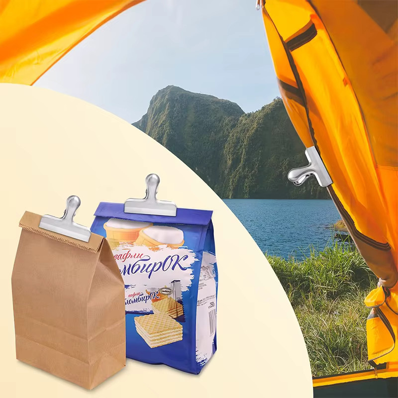 8 Stück Edelstahl Beutel-Clips in 4 Größen, silberne Clip-Verschlüsse für luftdichte Lebensmittelverpackungen und Snacks - Bild 4