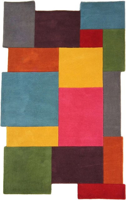 Flair Rugs Wollteppich Collage in Mehrfarbig mit abstraktem Design, B: 120 cm, T: 180 cm - Bild 1