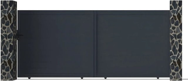 Vente-unique Schiebetor Nazario aus Aluminium in Anthrazitgrau, Breite: 390 cm - Bild 1