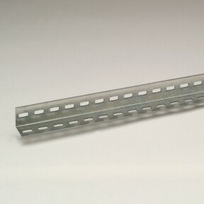 Regalwerk RUDI-Winkelprofil aus verzinktem Stahl in Silber, B/H: 35 x 35 mm, Länge: 2000 mm, mit Trapezlochung und 25 mm Rastermaß - Bild 1