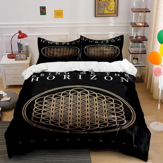 Bring Me The Horizon Band Bettwäscheset Peachy Hug in Schwarz, bestehend aus 1 Bettbezug und 2 Kissenbezügen, Breite: 135 cm, Länge: 200 cm - Bild 1
