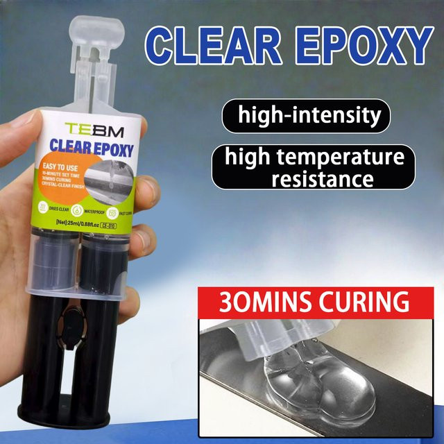 TEBM Epoxidharz-Kleber transparent, wasserfester Reparaturkleber für Holz, Kunststoff und Metall - Bild 1
